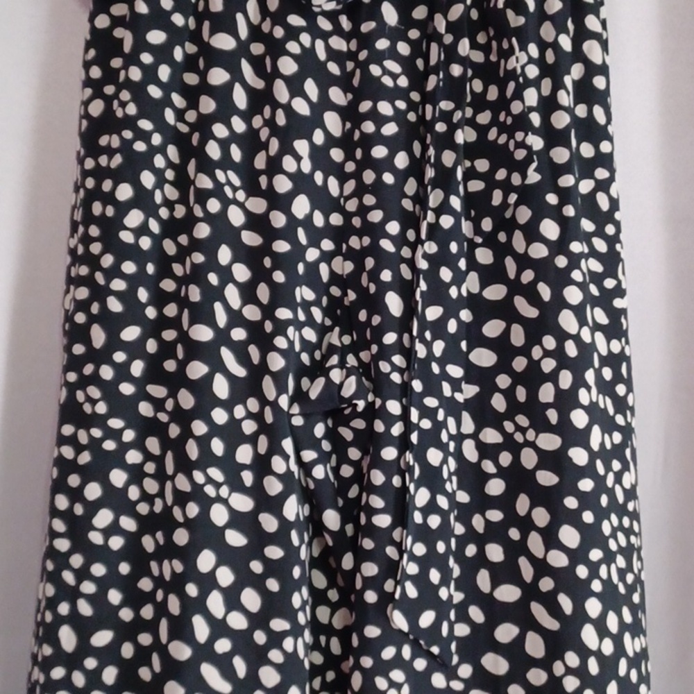 Alya Black And Cream Spotted High Waisted Paperbag Wide Leg Palazzo Pants Size S - Picture 6 of 14
